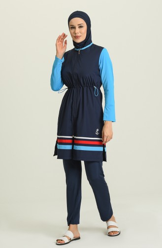 Dunkelblau Hijab Badeanzug 1875-02