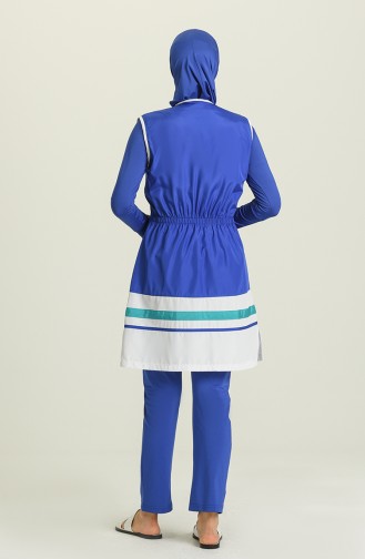 Saks-Blau Hijab Badeanzug 1885-03