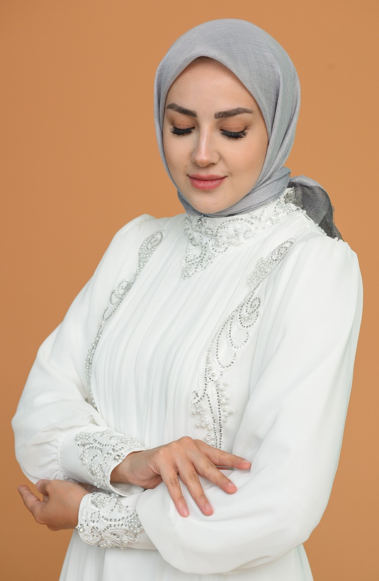Simli Abiye Eşarp 11389-15 Koyu Gri Gümüş Gri