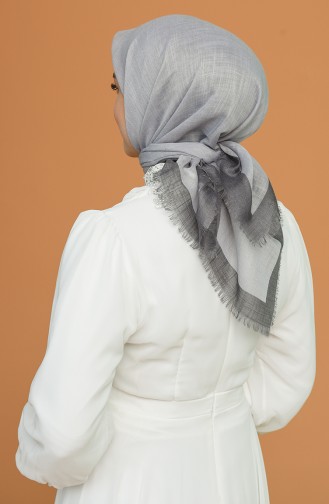 Simli Abiye Eşarp 11389-15 Koyu Gri Gümüş Gri