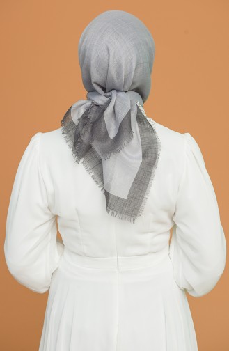 Simli Abiye Eşarp 11389-15 Koyu Gri Gümüş Gri