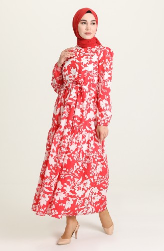 Red Hijab Dress 5400-02