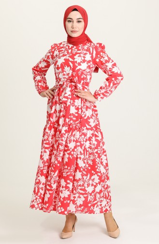 Red Hijab Dress 5400-02