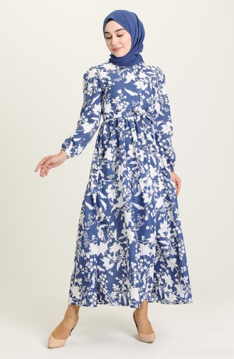 Navy Blue Hijab Dress 5400-05