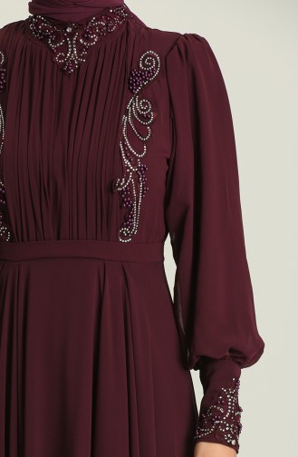Plum Hijab Evening Dress 52781-01