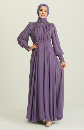 Violet Hijab Evening Dress 52781-05