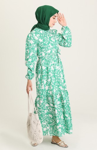 Green Hijab Dress 4567-06