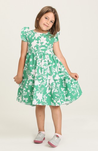 Green Children`s Dress 5402-01