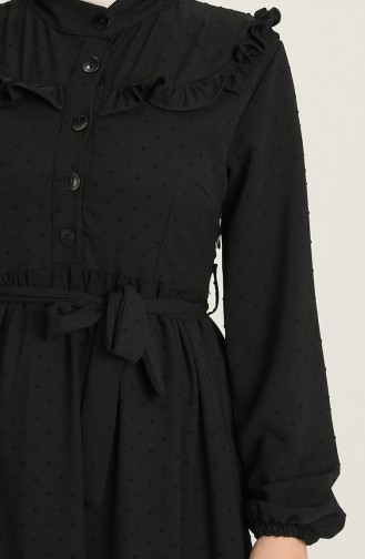 Kuşaklı Fırfırlı Elbise 21Y8302-05 Siyah