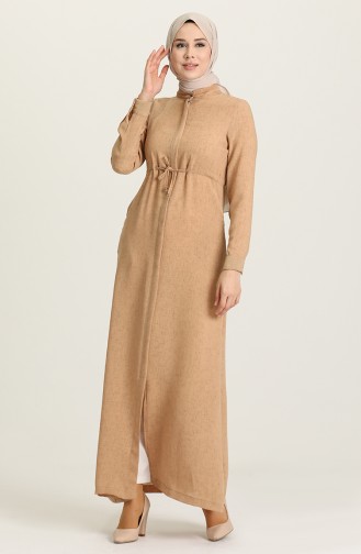 Beli Büzgülü Yazlık Ferace 6848-04 Camel