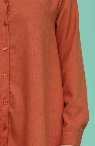 Düğme Detaylı Tunik Pantolon İkili Takım 1417-14 Açık Kiremit