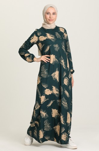 Petrol Hijab Dress 5642-01