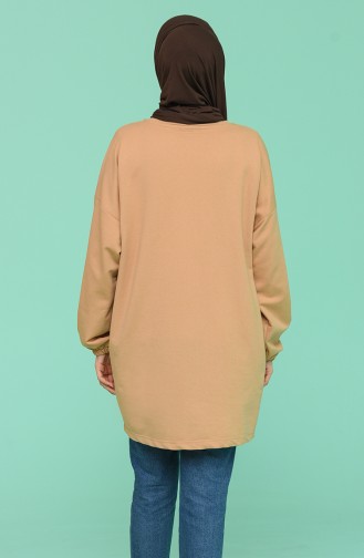 Kolu Lastikli Oversize Tunik 3021-03 Bisküvi