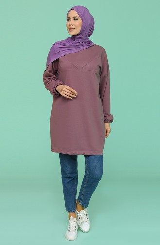 Kolu Lastikli Oversize Tunik 3021-06 Koyu Lila