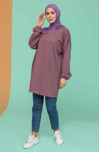 Kolu Lastikli Oversize Tunik 3021-06 Koyu Lila