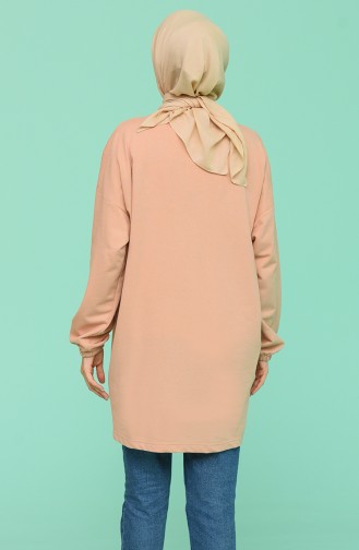 Kolu Lastikli Oversize Tunik 3021-08 Pudra