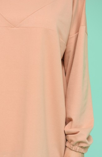 Kolu Lastikli Oversize Tunik 3021-08 Pudra