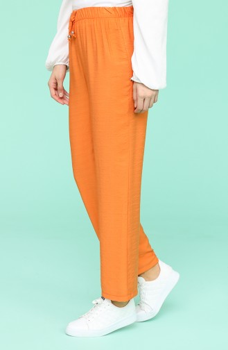Beli lastikli Düz Paça Pantolon 1030-07 Oranj