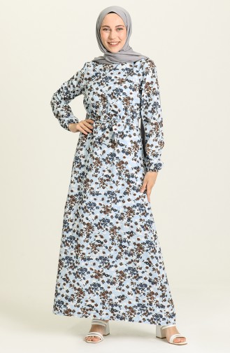 Blau Hijab Kleider 9076A-01