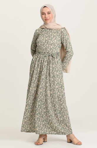 Green Almond Hijab Dress 1030-01