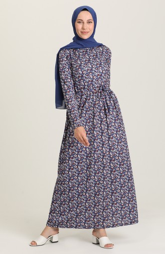 Indigo Hijab Dress 1031-02