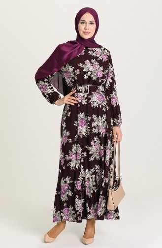 Purple Hijab Dress 2201-02