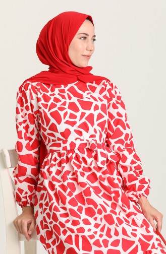 Red Hijab Dress 4568-07