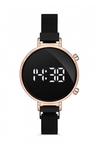 Siyah Rose Gold Kadın Dijital Hasır Kordon Kol Saati Mk1130421Ys10 003 251