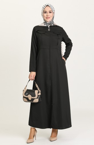 Fermuarlı Ferace 0101-03 Siyah