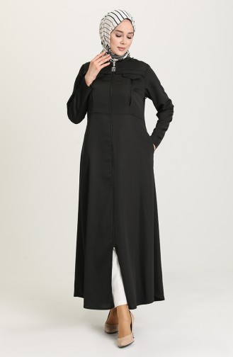 Fermuarlı Ferace 0101-03 Siyah