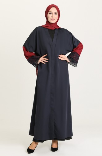 Güpürlü Abaya 0102-01 Lacivert