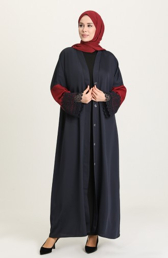 Güpürlü Abaya 0102-01 Lacivert