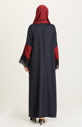 Güpürlü Abaya 0102-01 Lacivert