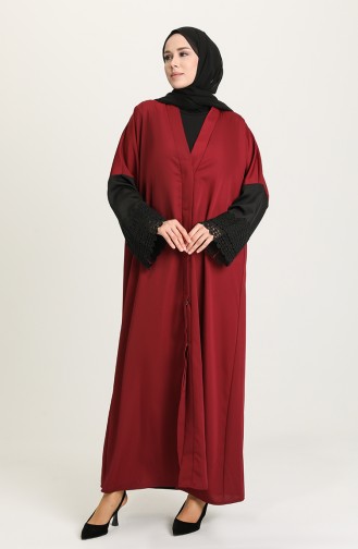 Güpürlü Abaya 0102-02 Bordo