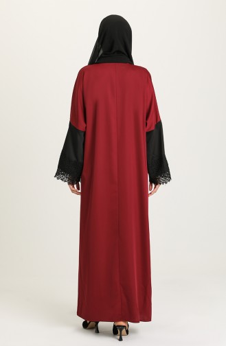 Güpürlü Abaya 0102-02 Bordo