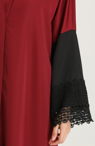 Güpürlü Abaya 0102-02 Bordo