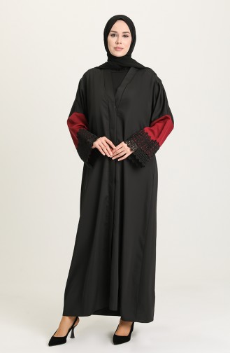 Güpürlü Abaya 0102-03 Siyah