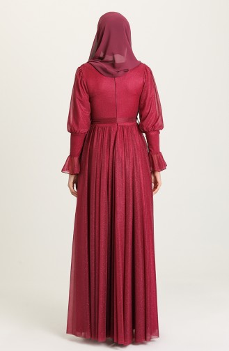 Plum Hijab Evening Dress 5367-14