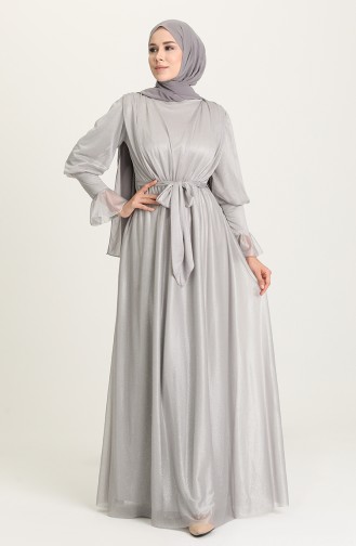 Hellgrau Hijab-Abendkleider 5367-15