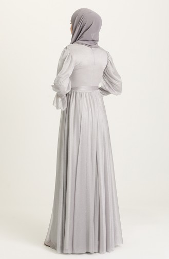 Light Gray Hijab Evening Dress 5367-15