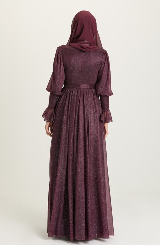 Dark Purple Hijab Evening Dress 5367-16