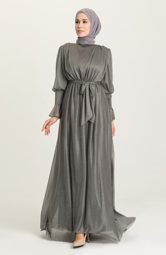 Dunkel-Grau Hijab-Abendkleider 5367-17