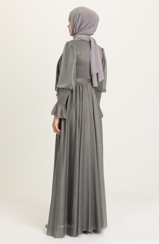 Dark Gray Hijab Evening Dress 5367-17