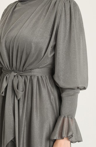 Dark Gray Hijab Evening Dress 5367-17