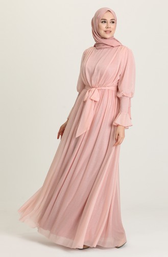 Pulverpink Hijab-Abendkleider 5367-19