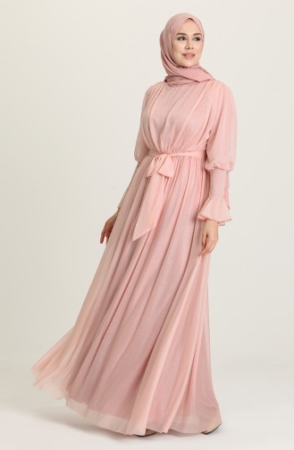 Powder Pink İslamitische Avondjurk 5367-19