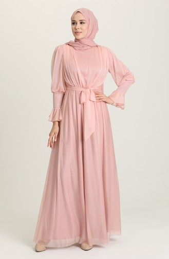 Light Pink Hijab Evening Dress 5367-19
