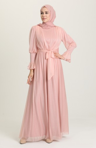 Powder Pink İslamitische Avondjurk 5367-19