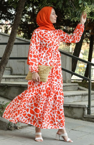 Orange Hijab Dress 4568-03