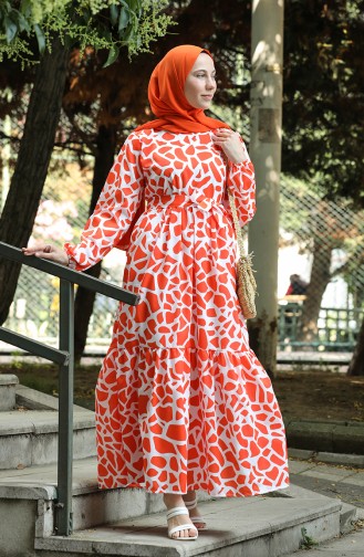 Orange Hijab Dress 4568-03